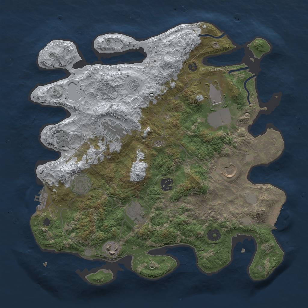 Rust Map: Procedural Map, Size: 3500, Seed: 114623635, 17 Monuments