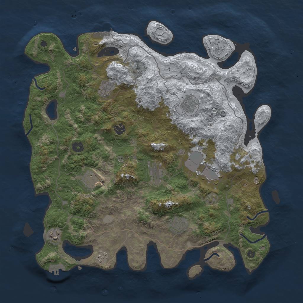 Rust Map: Procedural Map, Size: 4000, Seed: 851704622, 18 Monuments