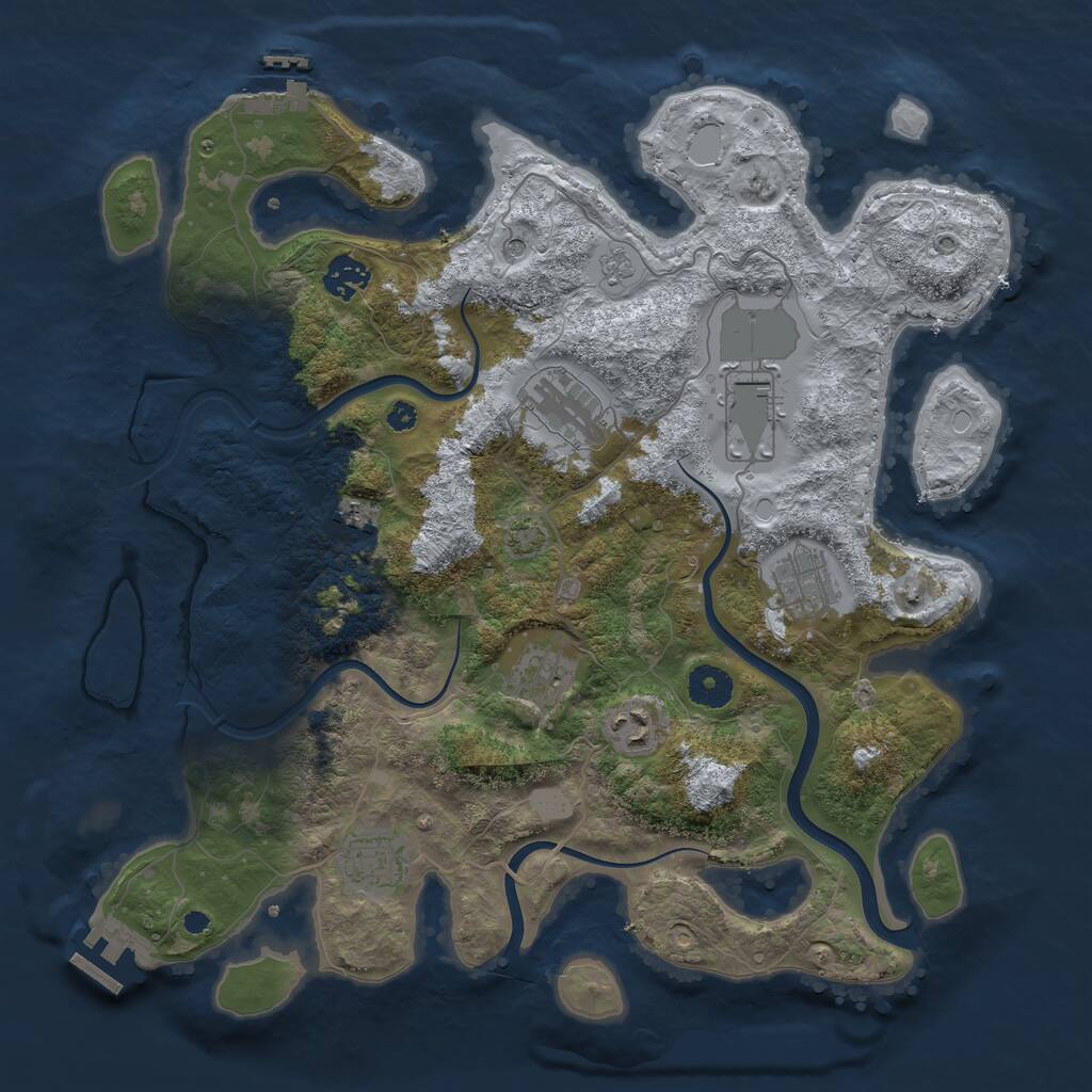 Rust Map: Procedural Map, Size: 3750, Seed: 1014185160, 14 Monuments