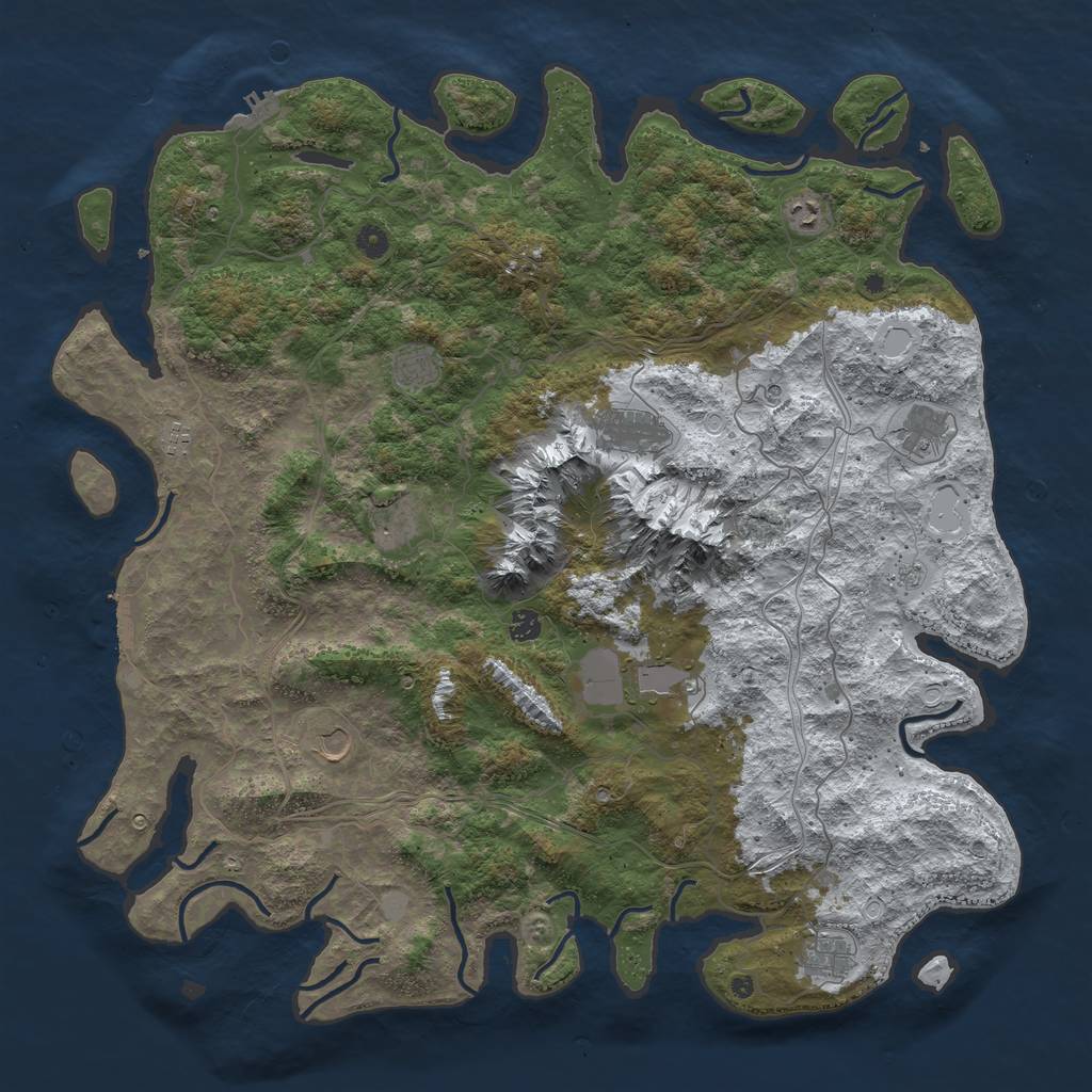 Rust Map: Procedural Map, Size: 5000, Seed: 101444909, 19 Monuments