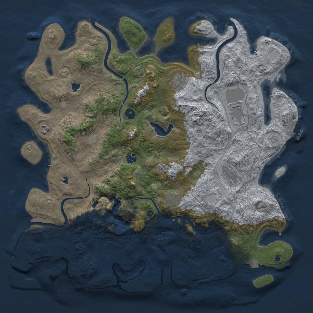 Rust Map: Procedural Map, Size: 4500, Seed: 1450644141, 13 Monuments