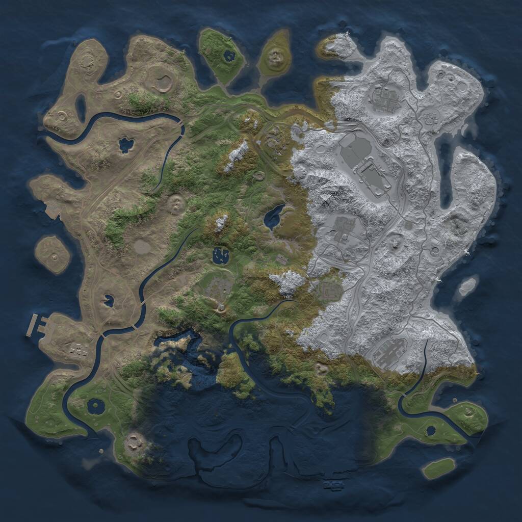 Rust Map: Procedural Map, Size: 4500, Seed: 1450644141, 17 Monuments