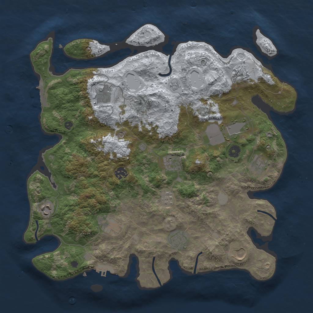 Rust Map: Procedural Map, Size: 3850, Seed: 164966106, 20 Monuments