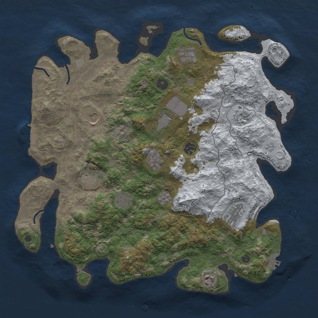 Rust Map: Procedural Map, Size: 4100, Seed: 912936796, 20 Monuments