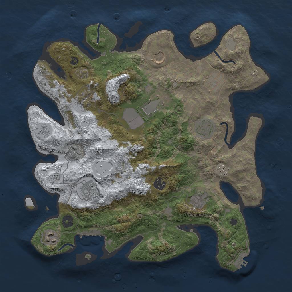 Rust Map: Procedural Map, Size: 3600, Seed: 7196836, 19 Monuments