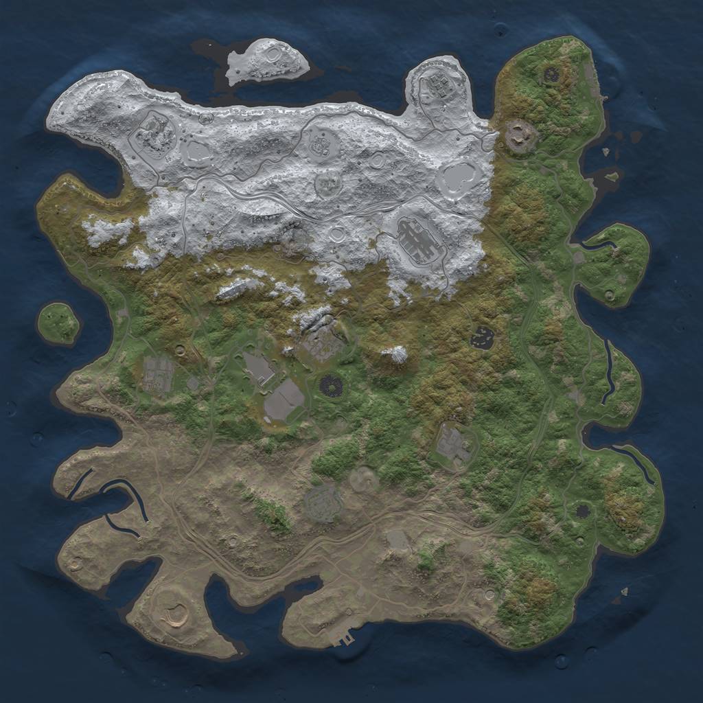 Rust Map: Procedural Map, Size: 4500, Seed: 74209, 20 Monuments