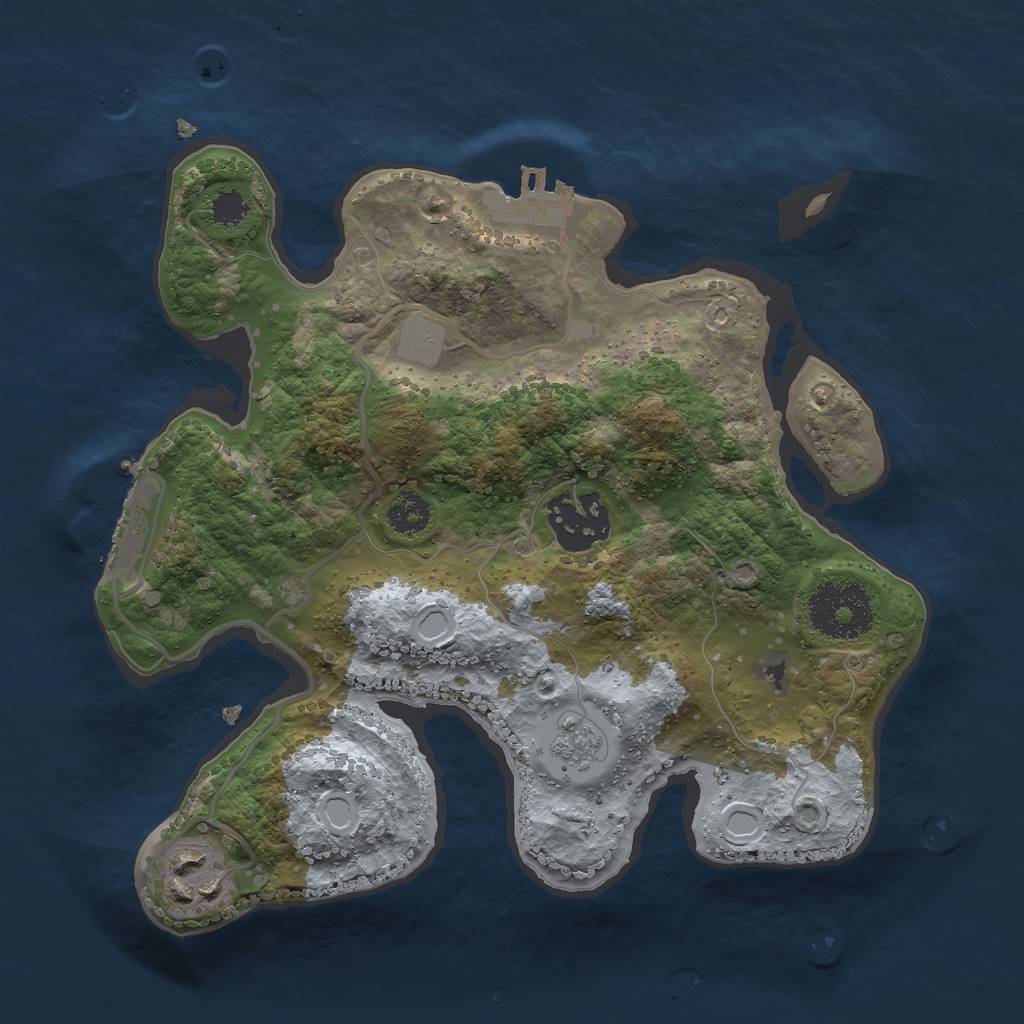 Rust Map: Procedural Map, Size: 2500, Seed: 1180415108, 10 Monuments