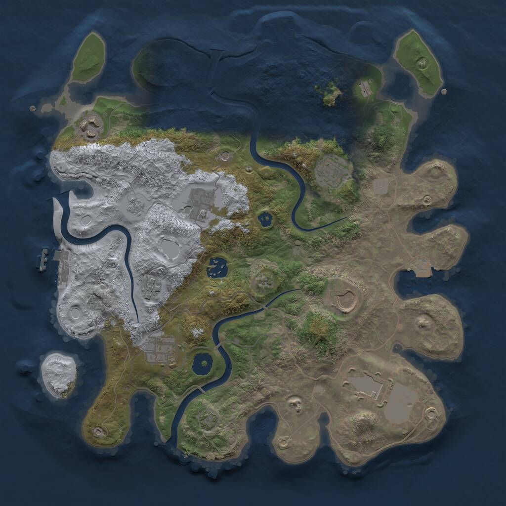 Rust Map: Procedural Map, Size: 3500, Seed: 359428266, 14 Monuments