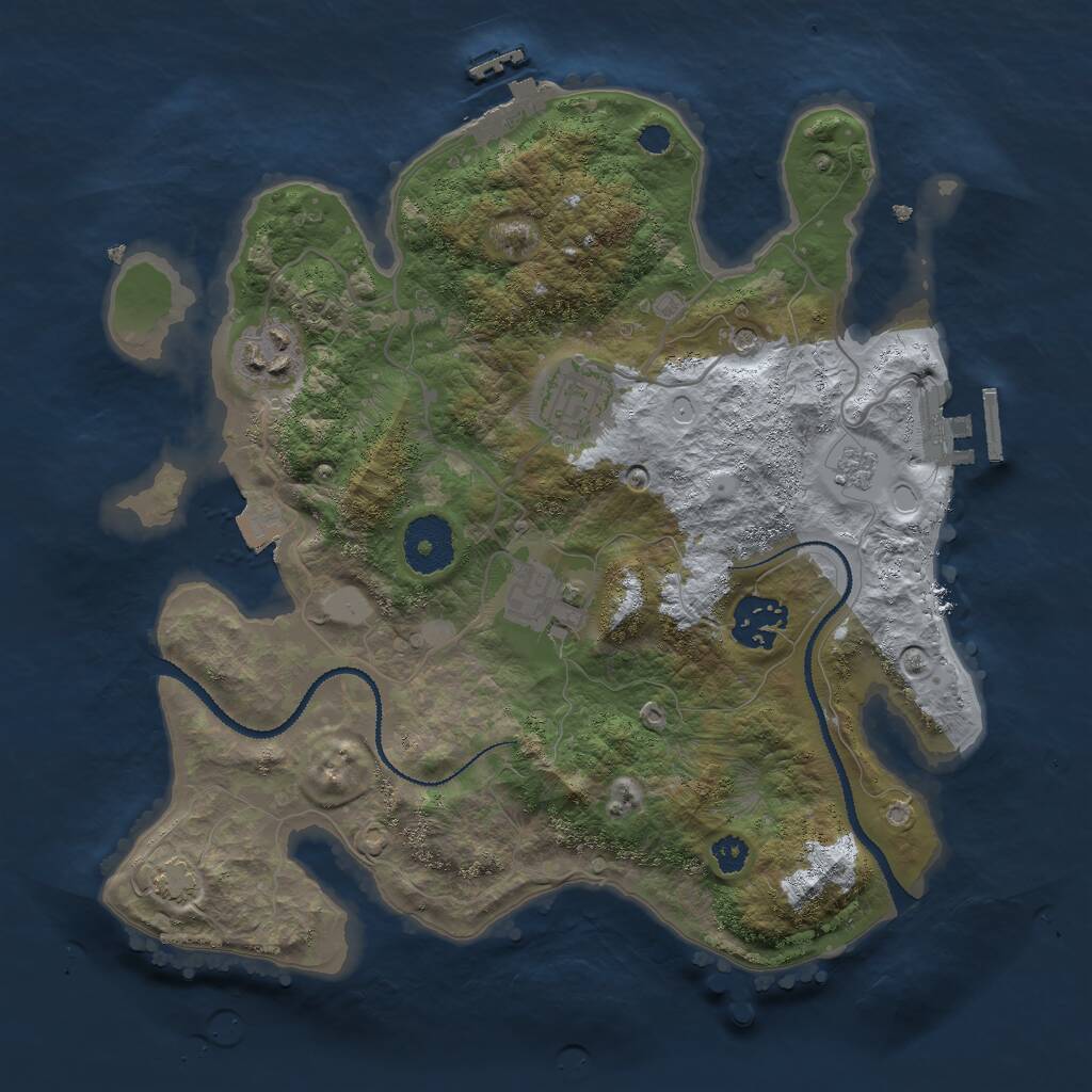 Rust Map: Procedural Map, Size: 3000, Seed: 1735954830, 10 Monuments