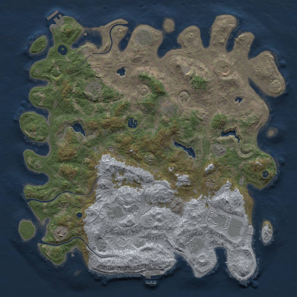 Rust Map: Procedural Map, Size: 4500, Seed: 1740888678, 17 Monuments