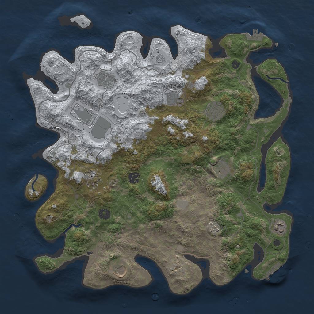 Rust Map: Procedural Map, Size: 4000, Seed: 348187501, 19 Monuments