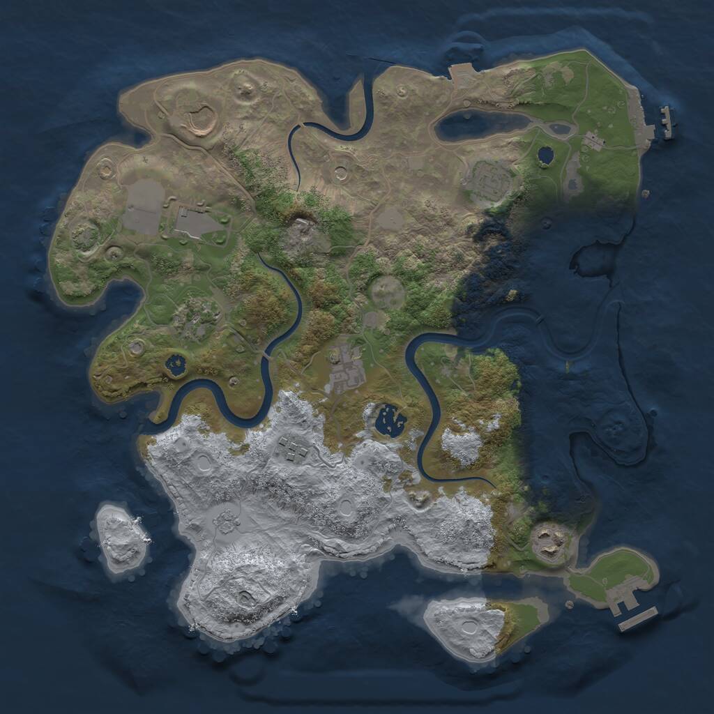 Rust Map: Procedural Map, Size: 3500, Seed: 491639, 14 Monuments