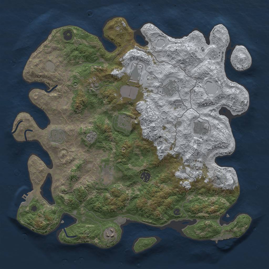 Rust Map: Procedural Map, Size: 4000, Seed: 881946649, 19 Monuments
