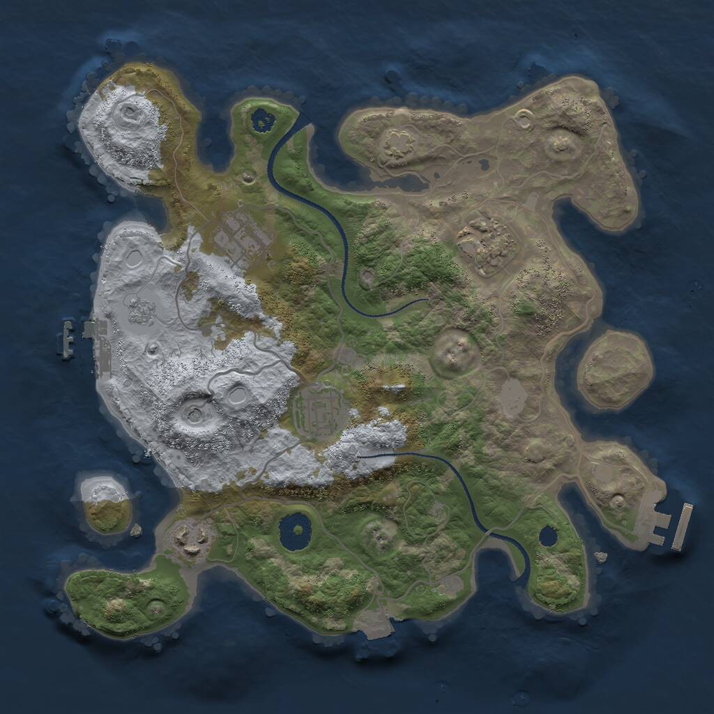 Rust Map: Procedural Map, Size: 3000, Seed: 127854, 10 Monuments