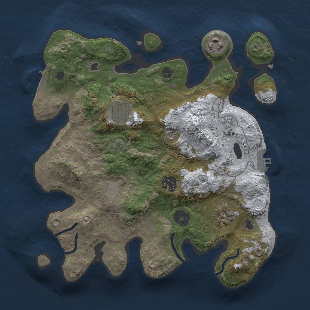 Rust Map: Procedural Map, Size: 3000, Seed: 1235416289, 13 Monuments