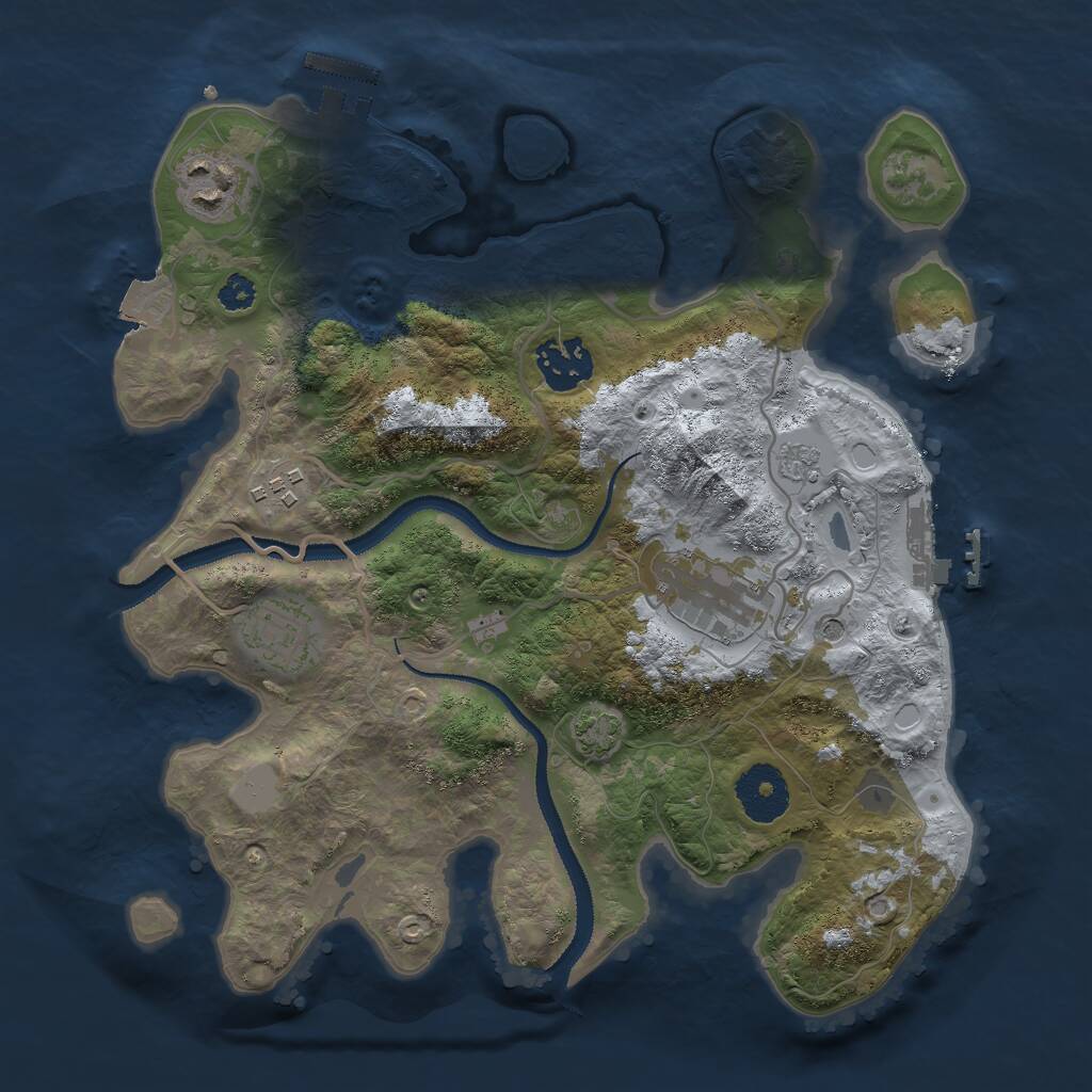 Rust Map: Procedural Map, Size: 3000, Seed: 1235416289, 11 Monuments