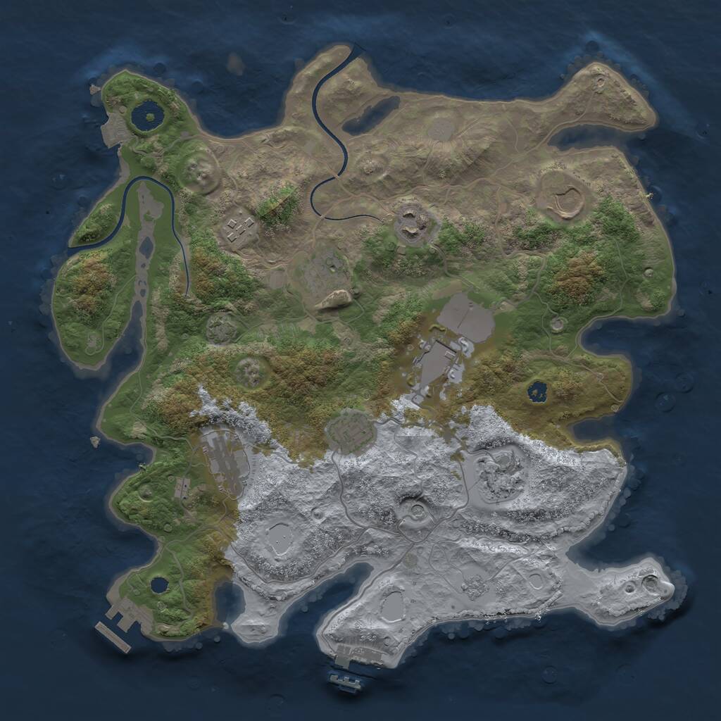 Rust Map: Procedural Map, Size: 3500, Seed: 791289339, 14 Monuments