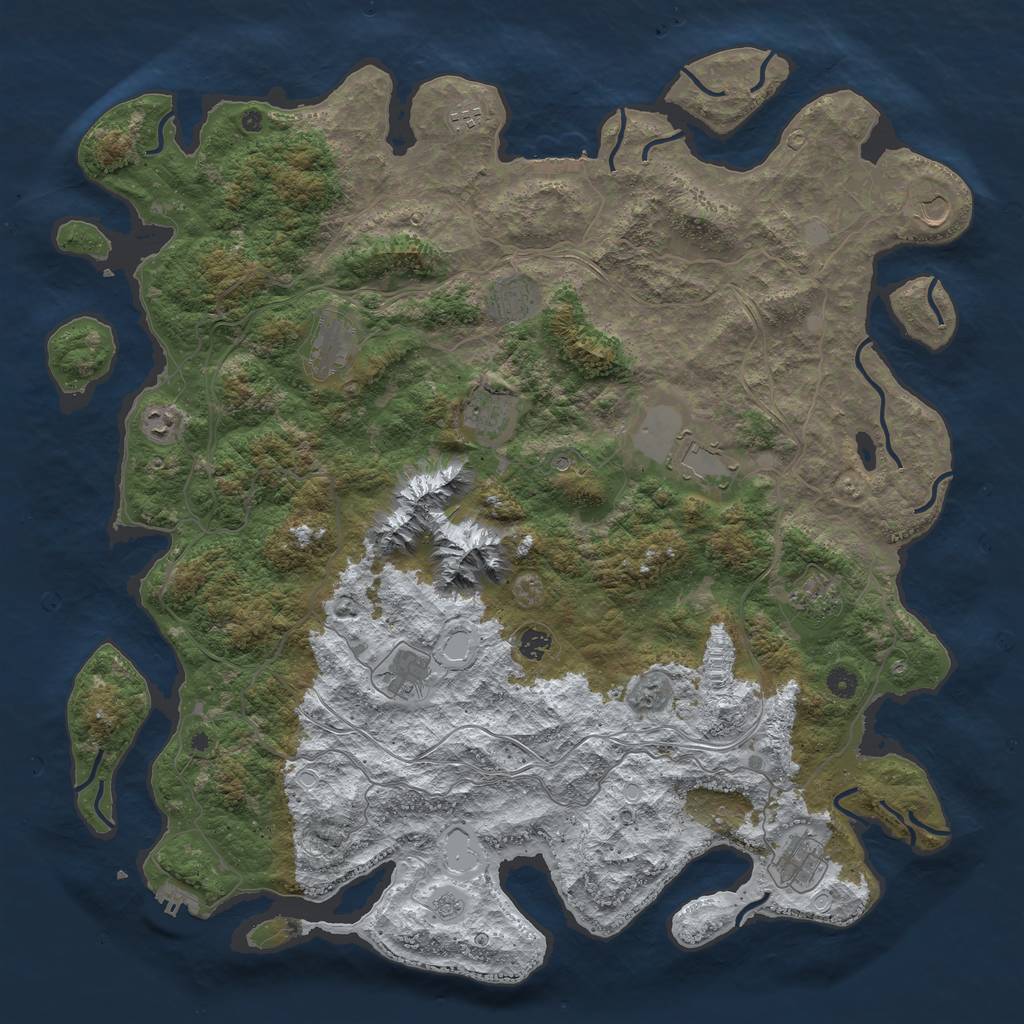 Rust Map: Procedural Map, Size: 5000, Seed: 1005196428, 20 Monuments