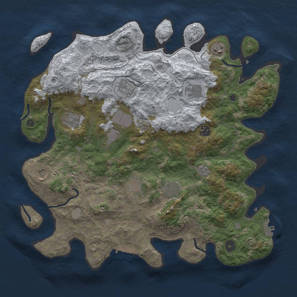 Rust Map: Procedural Map, Size: 4000, Seed: 884953506, 19 Monuments