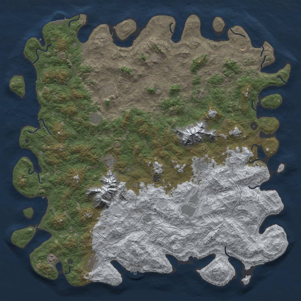 Rust Map: Procedural Map, Size: 6000, Seed: 1985, 20 Monuments