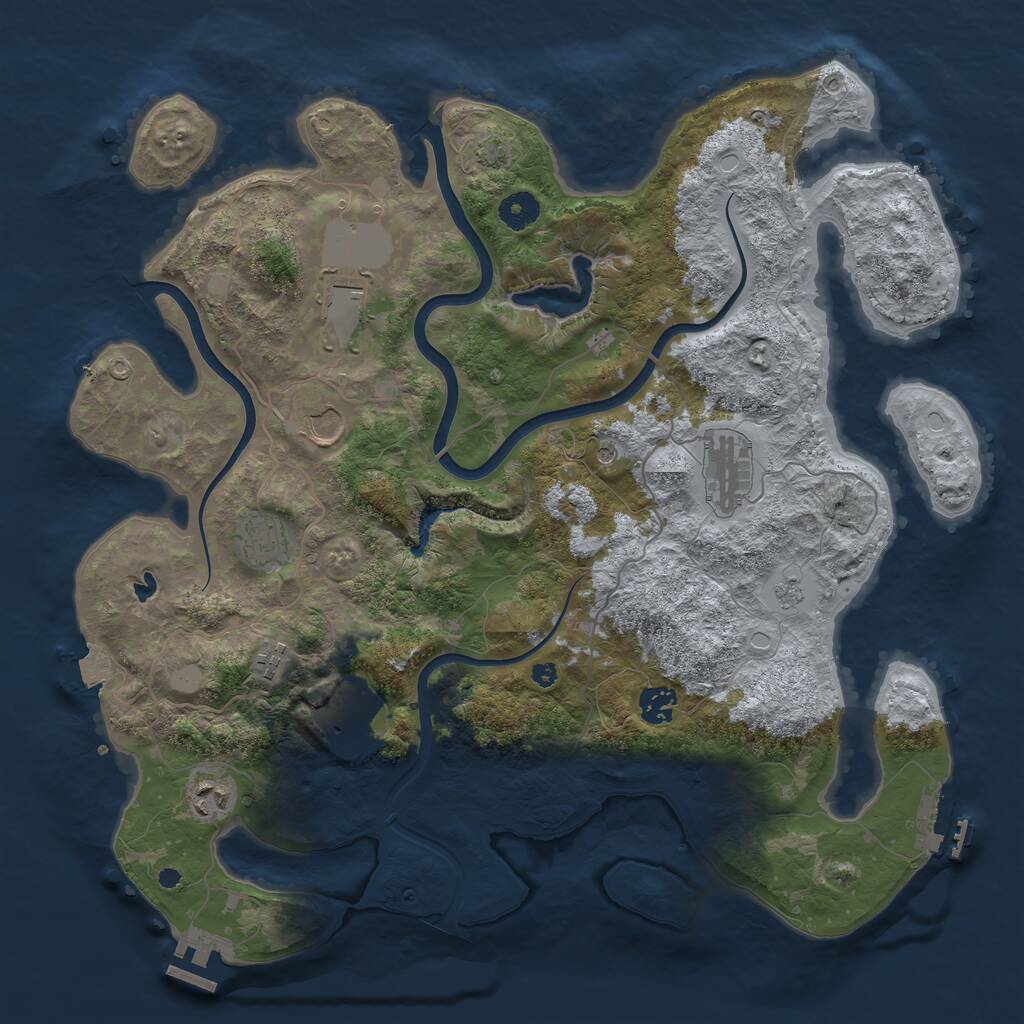 Rust Map: Procedural Map, Size: 4000, Seed: 961531625, 14 Monuments