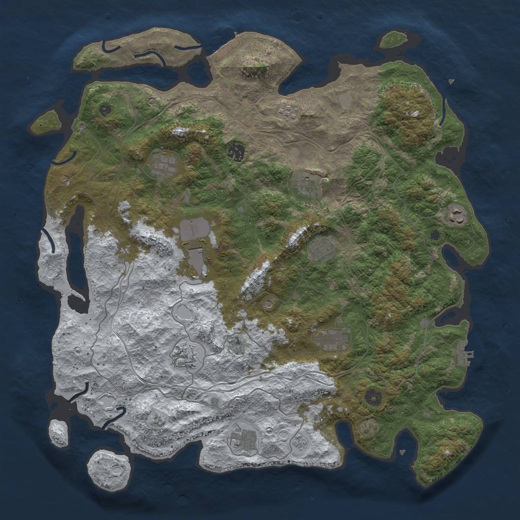 Rust Map: Procedural Map, Size: 4500, Seed: 1235294467, 19 Monuments