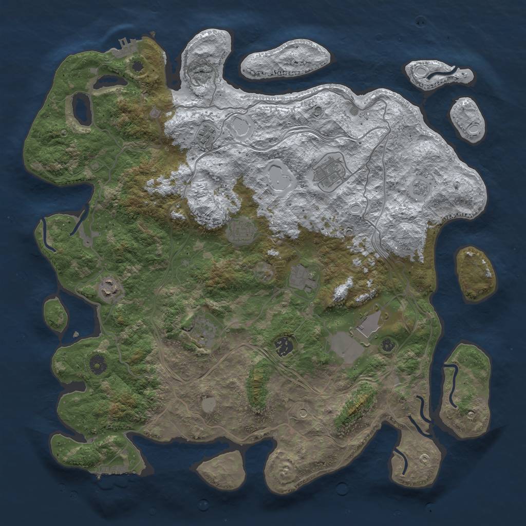 Rust Map: Procedural Map, Size: 4250, Seed: 2073117660, 17 Monuments
