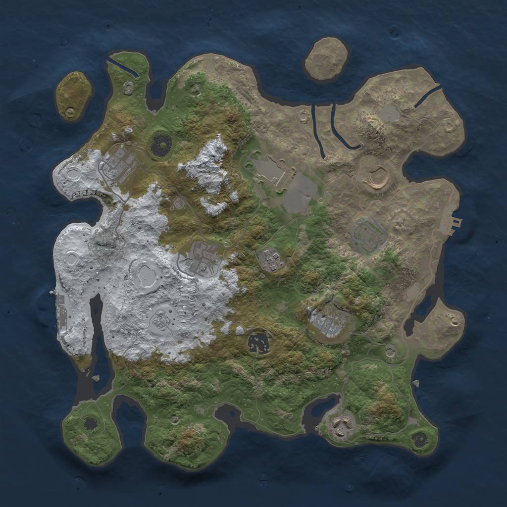 Rust Map: Procedural Map, Size: 3500, Seed: 94380479, 18 Monuments