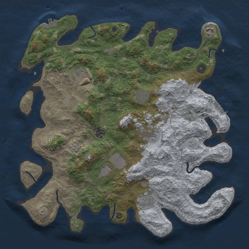Rust Map: Procedural Map, Size: 4000, Seed: 2048485267, 17 Monuments