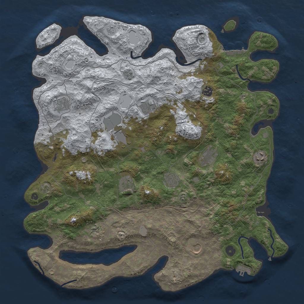 Rust Map: Procedural Map, Size: 4500, Seed: 1179733176, 20 Monuments