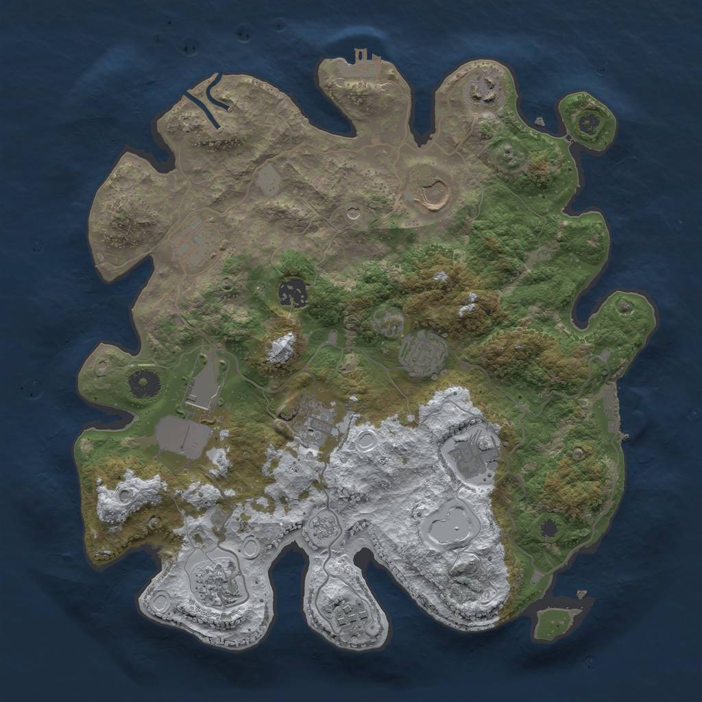 Rust Map: Procedural Map, Size: 3500, Seed: 1278022778, 19 Monuments