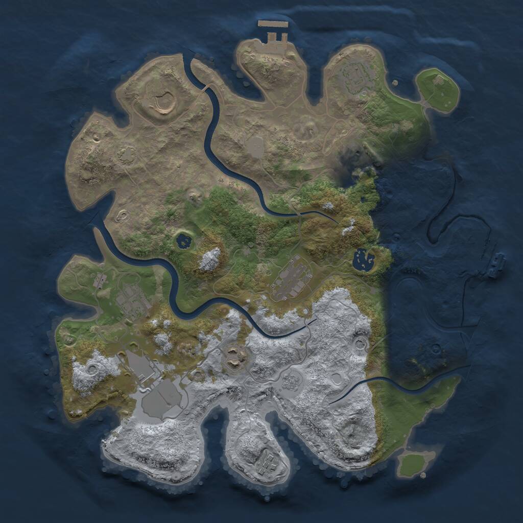 Rust Map: Procedural Map, Size: 3500, Seed: 1278022778, 15 Monuments
