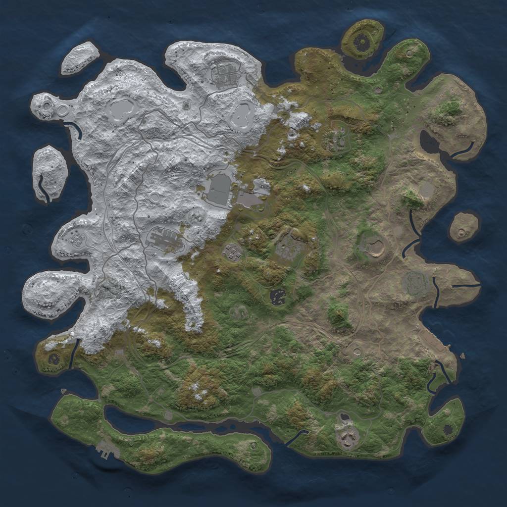 Rust Map: Procedural Map, Size: 4500, Seed: 584654728, 19 Monuments