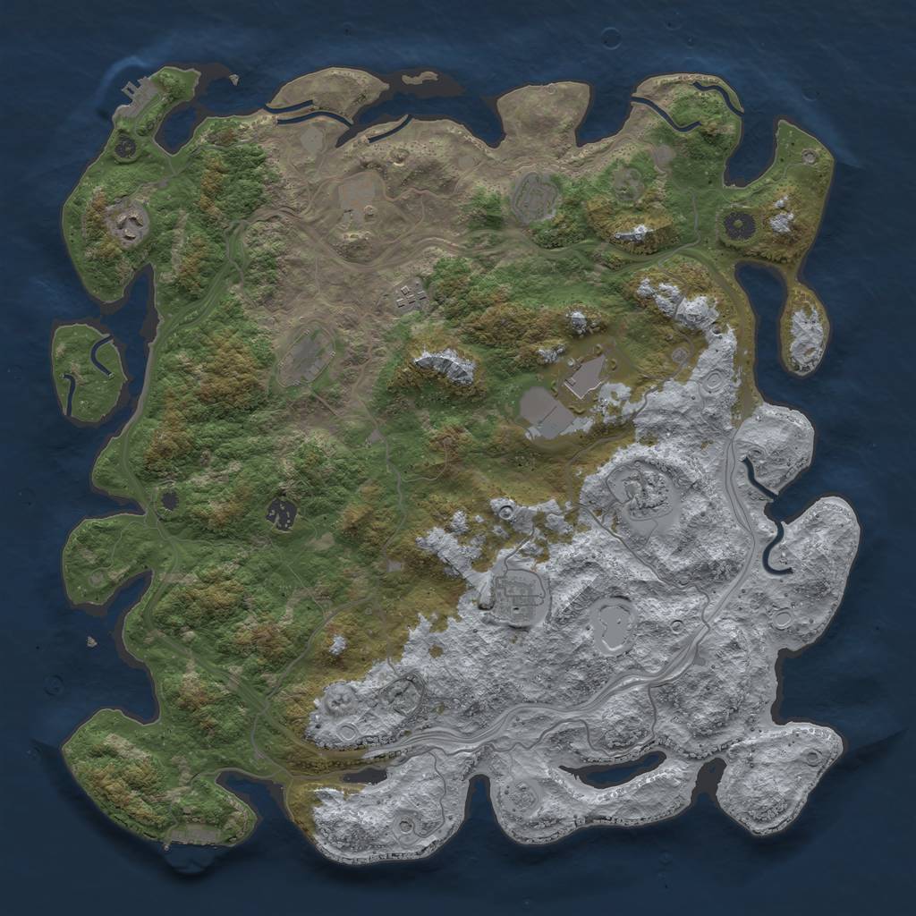 Rust Map: Procedural Map, Size: 4500, Seed: 2076, 18 Monuments