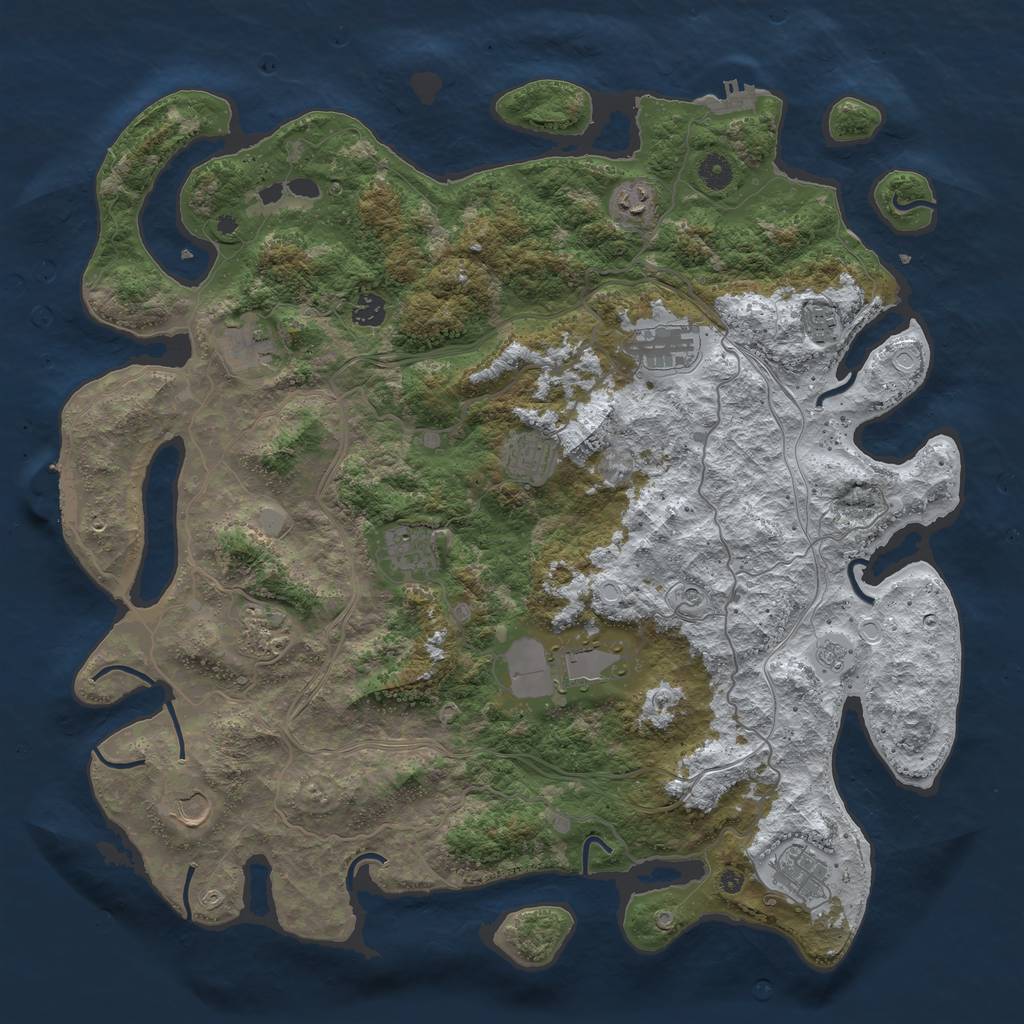 Rust Map: Procedural Map, Size: 4500, Seed: 269822182, 20 Monuments
