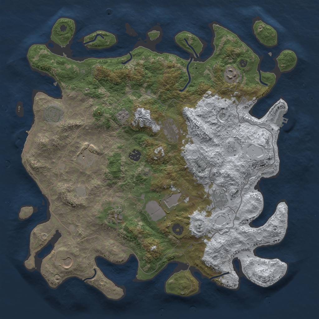 Rust Map: Procedural Map, Size: 4096, Seed: 1384604444, 19 Monuments