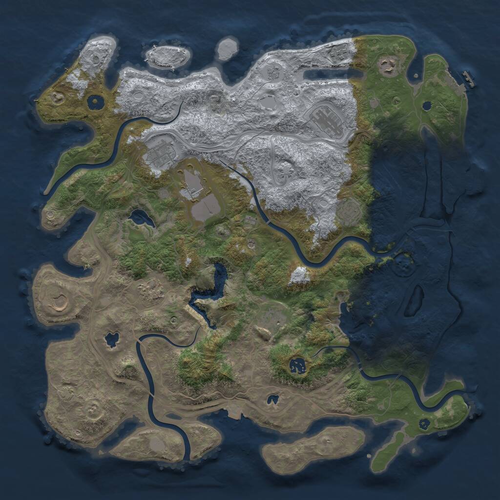 Rust Map: Procedural Map, Size: 4500, Seed: 41433901, 16 Monuments