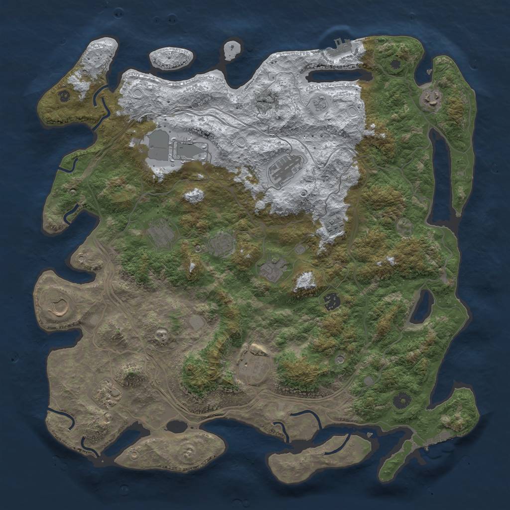 Rust Map: Procedural Map, Size: 4500, Seed: 41433901, 20 Monuments