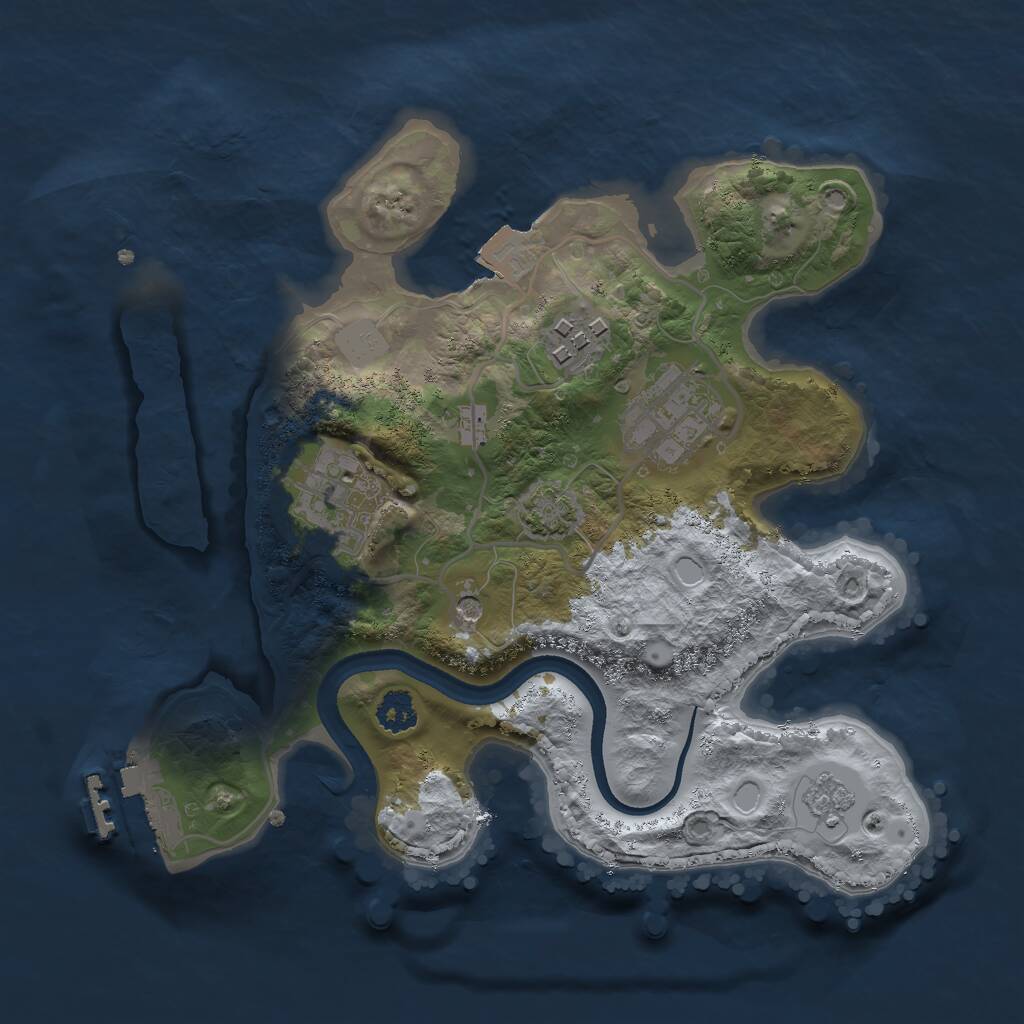 Rust Map: Procedural Map, Size: 2500, Seed: 990666, 8 Monuments