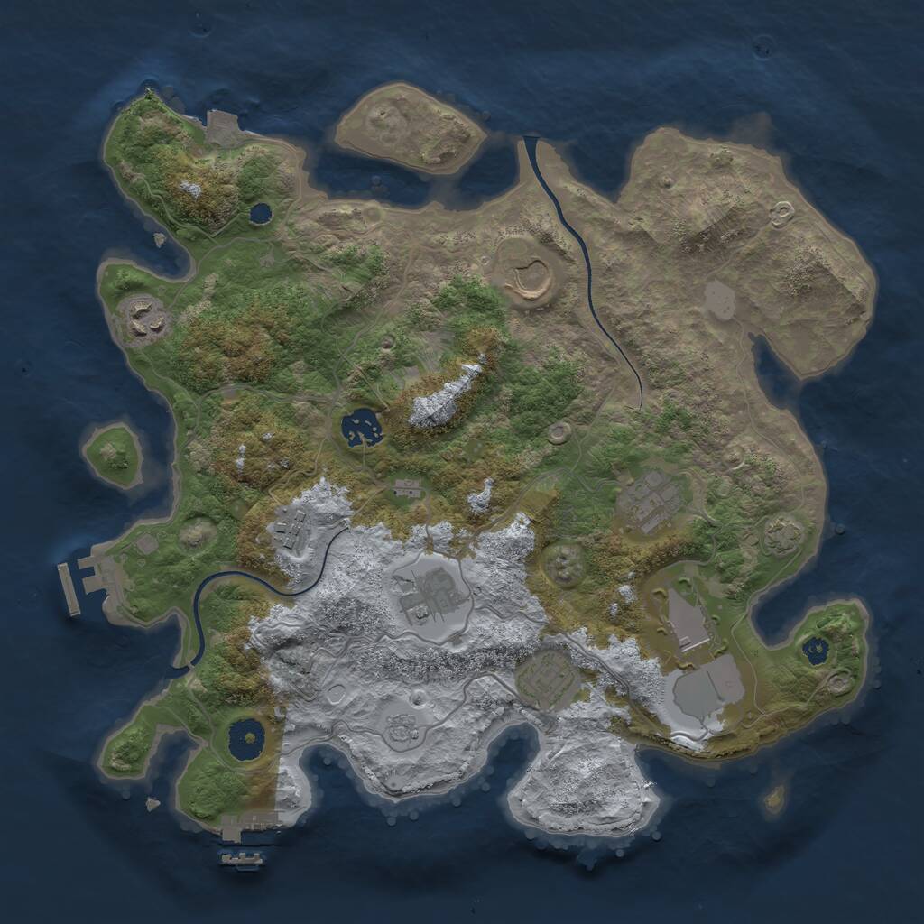 Rust Map: Procedural Map, Size: 3500, Seed: 394187197, 13 Monuments