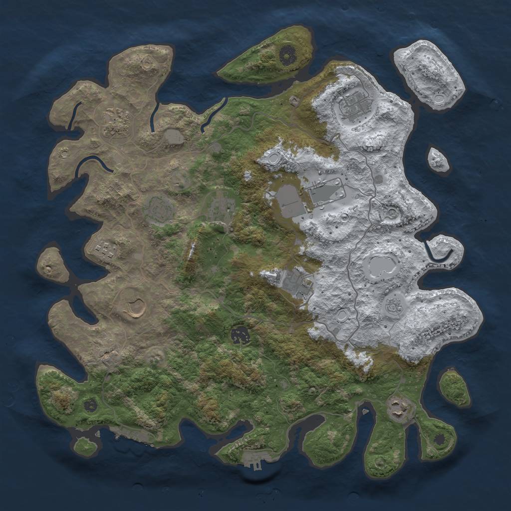 Rust Map: Procedural Map, Size: 4000, Seed: 464651, 19 Monuments