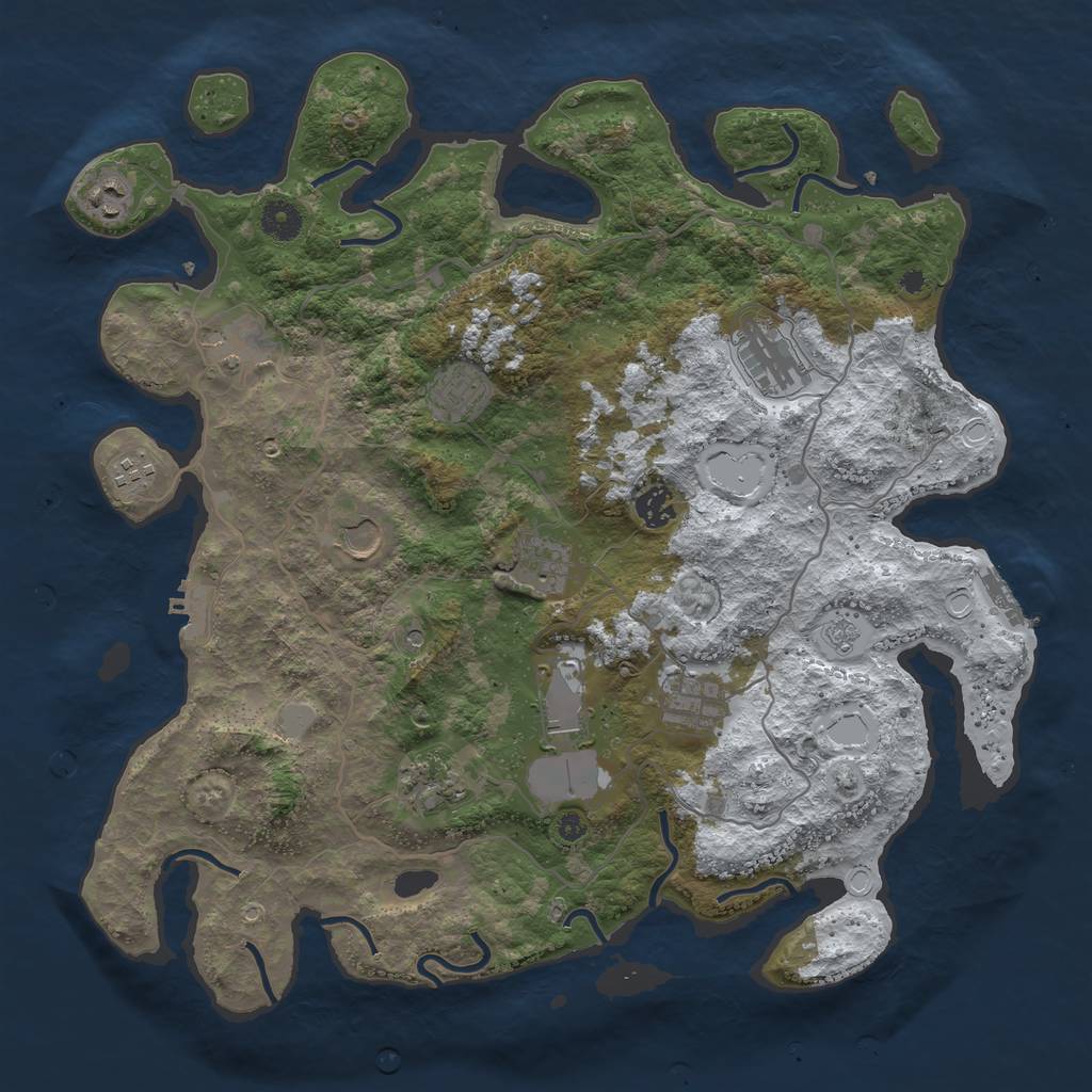 Rust Map: Procedural Map, Size: 4050, Seed: 1263750878, 20 Monuments