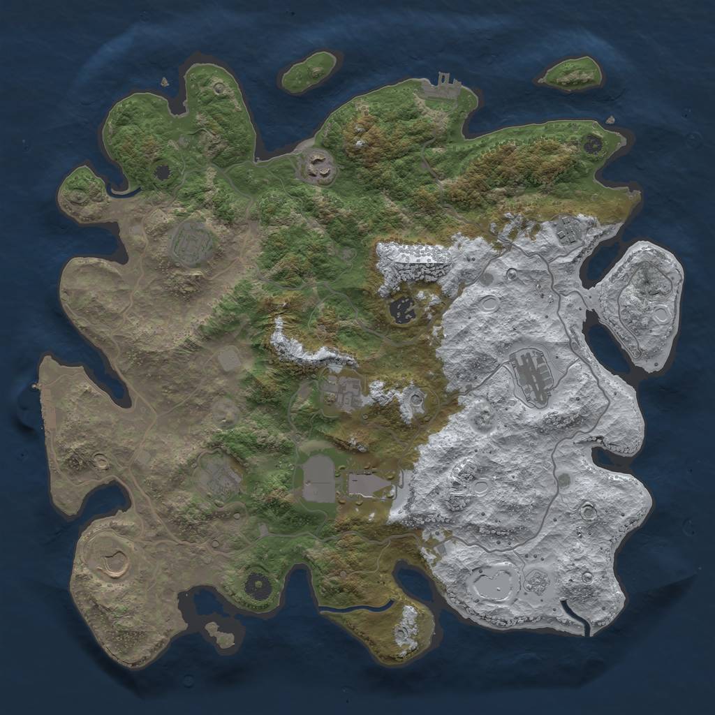 Rust Map: Procedural Map, Size: 4000, Seed: 818001, 18 Monuments