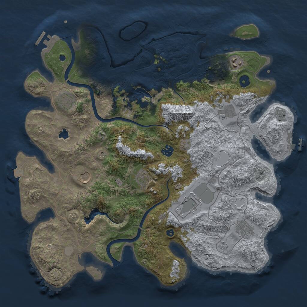 Rust Map: Procedural Map, Size: 4000, Seed: 818001, 15 Monuments