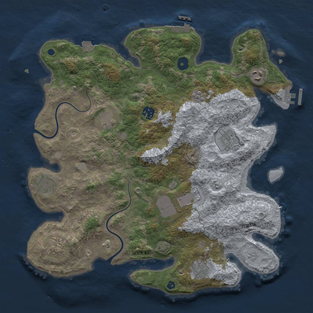 Rust Map: Procedural Map, Size: 3800, Seed: 217776399, 15 Monuments