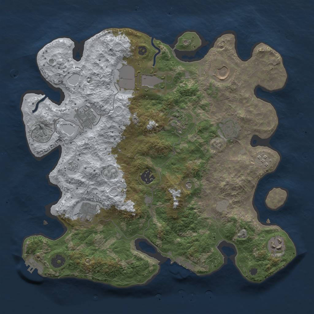 Rust Map: Procedural Map, Size: 3500, Seed: 512331, 18 Monuments