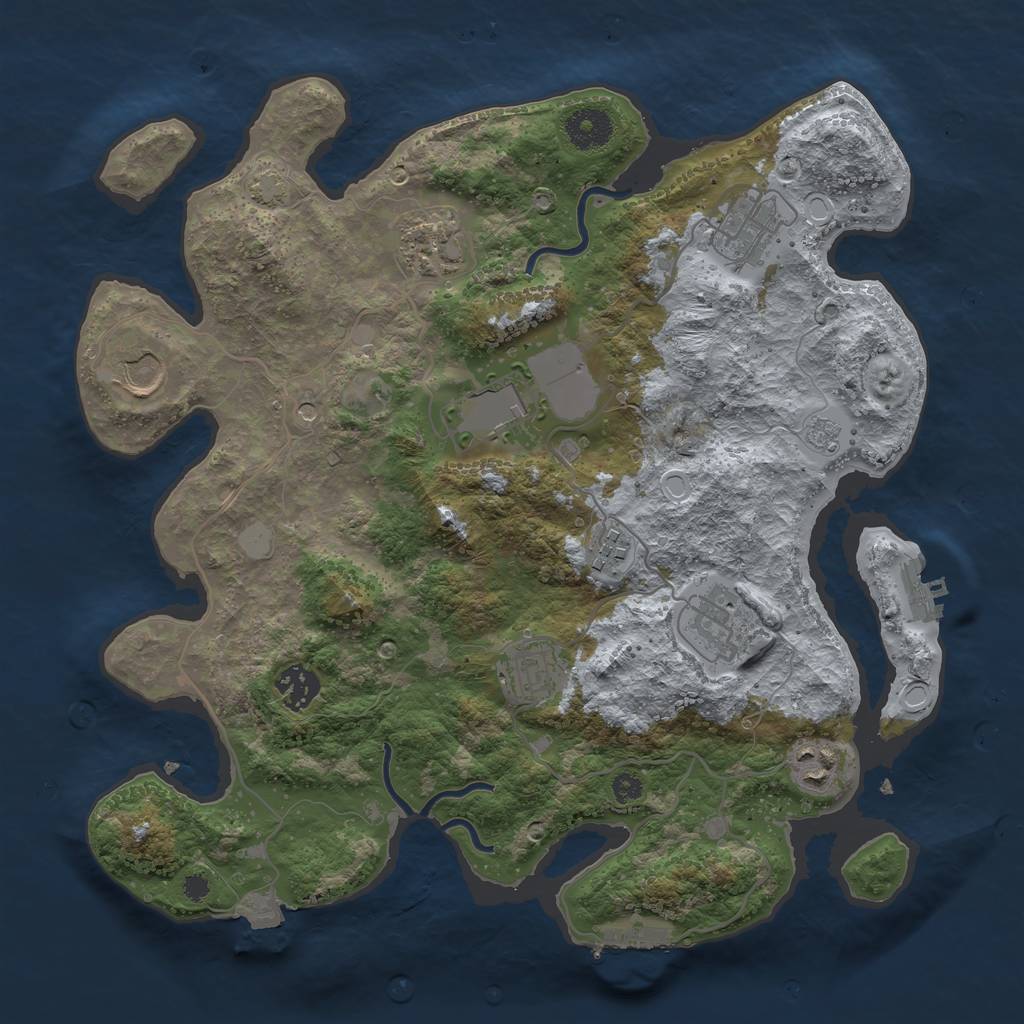 Rust Map: Procedural Map, Size: 3500, Seed: 2105000139, 17 Monuments