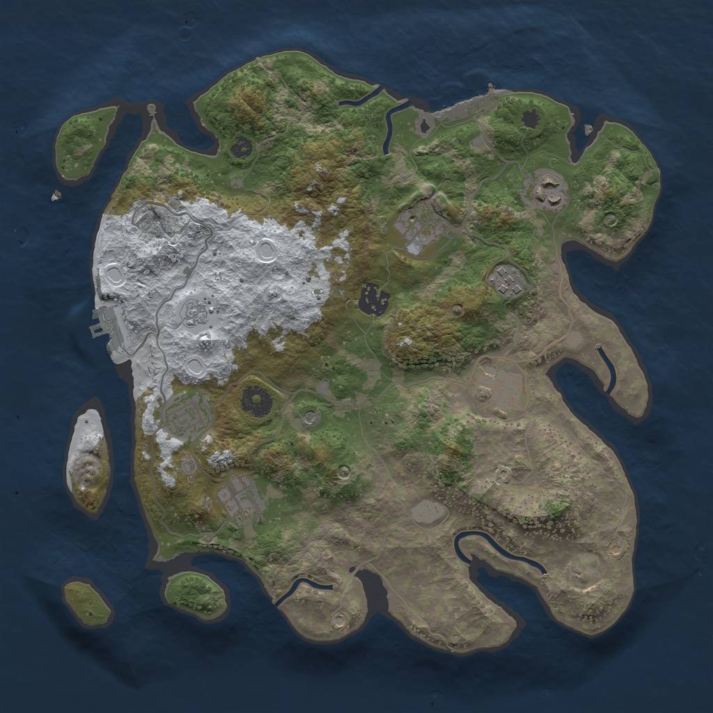 Rust Map: Procedural Map, Size: 3400, Seed: 2, 16 Monuments