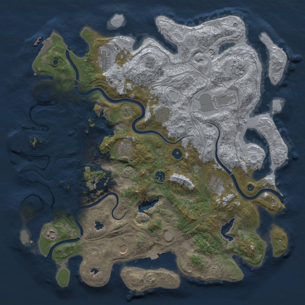 Rust Map: Procedural Map, Size: 4500, Seed: 33360, 16 Monuments