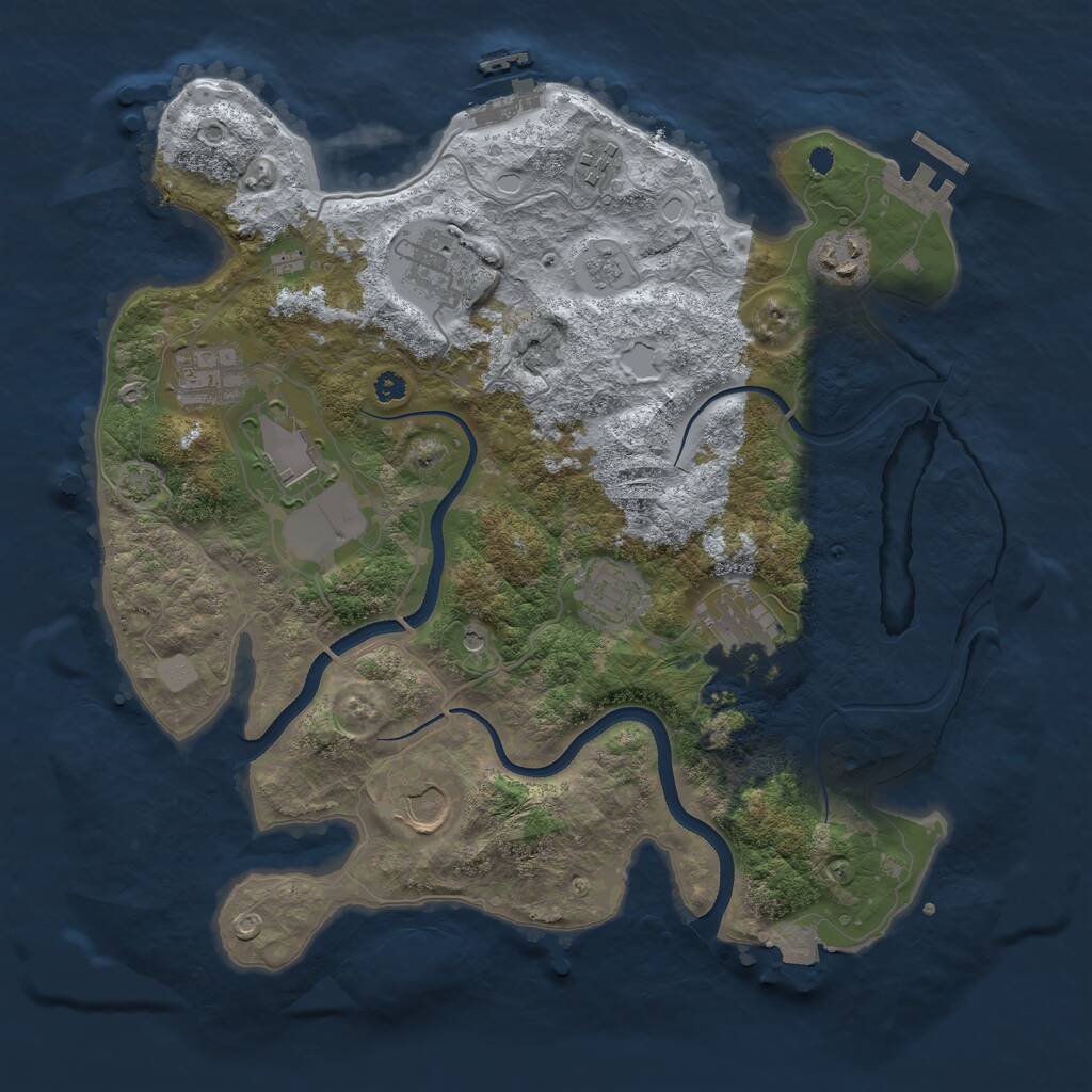 Rust Map: Procedural Map, Size: 3500, Seed: 1800476299, 14 Monuments